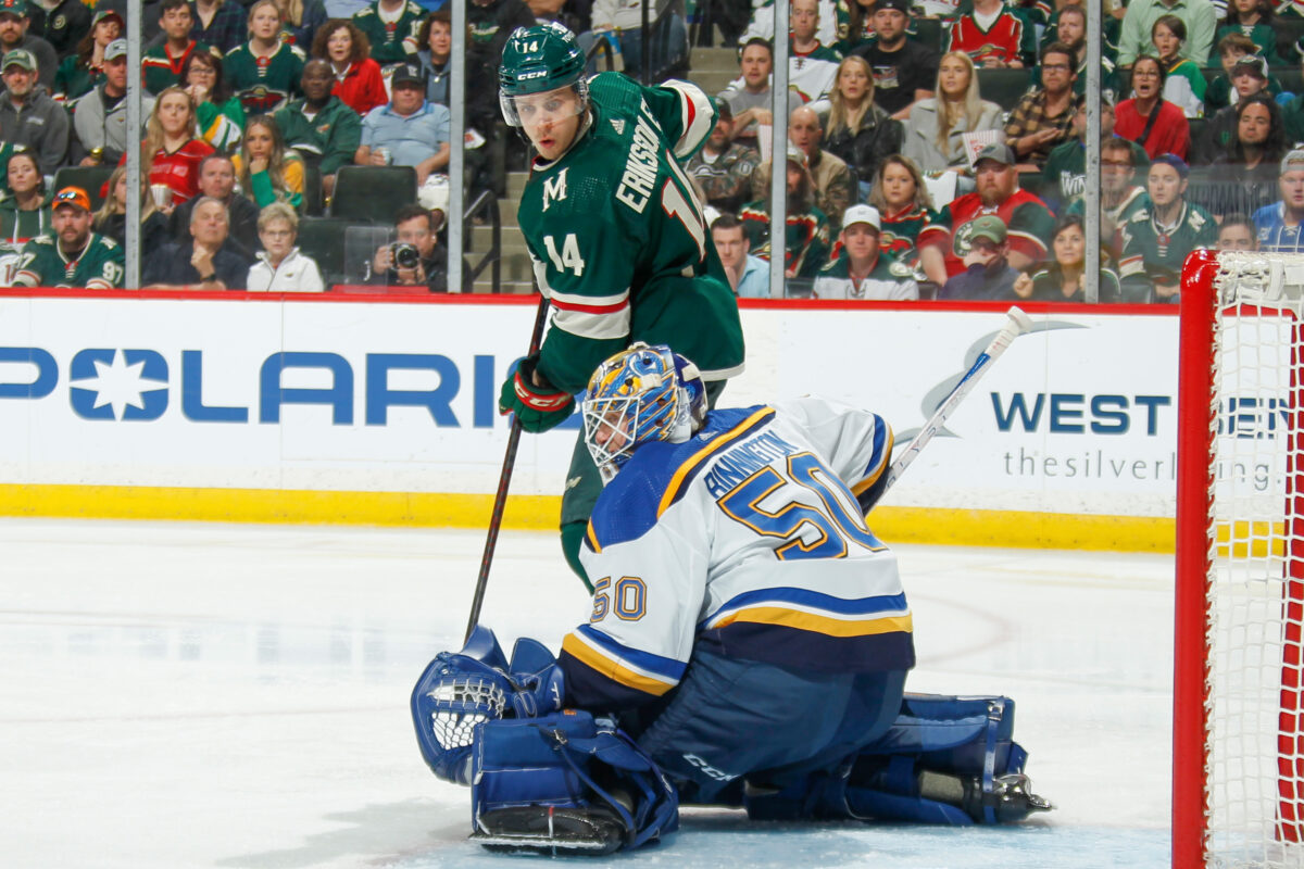 Jordan Binnington St. Louis Blues Joel Eriksson Ek Minnesota Wild