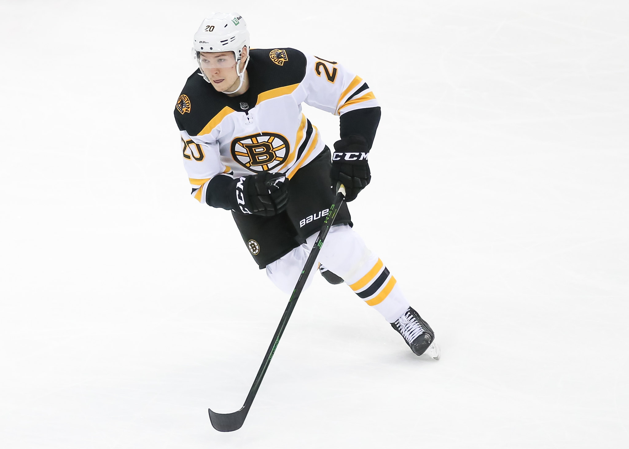 Sean Kuraly of the Boston Bruins walks back to the locker room