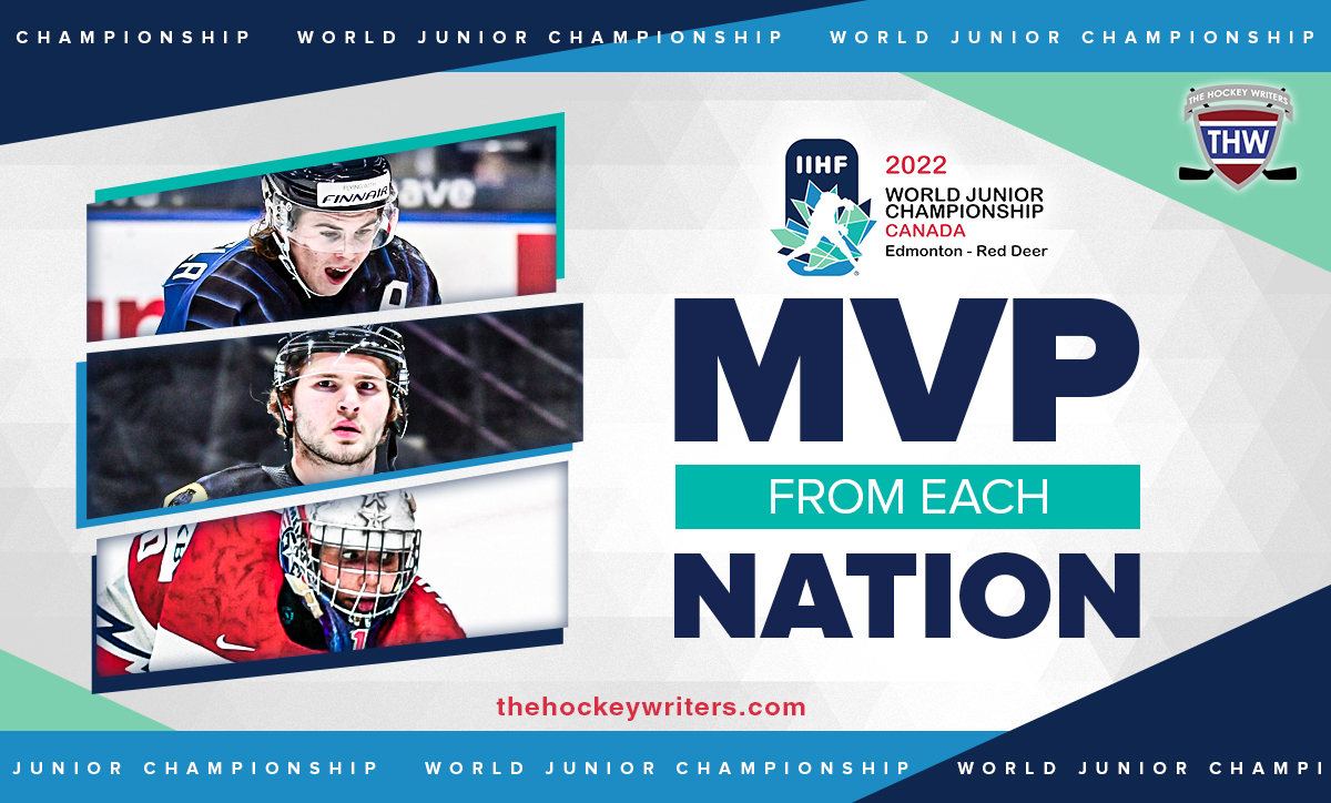 World Juniors Each Nation MVP Mason McTavish, Tomáš Suchánek and Topi Niemelä