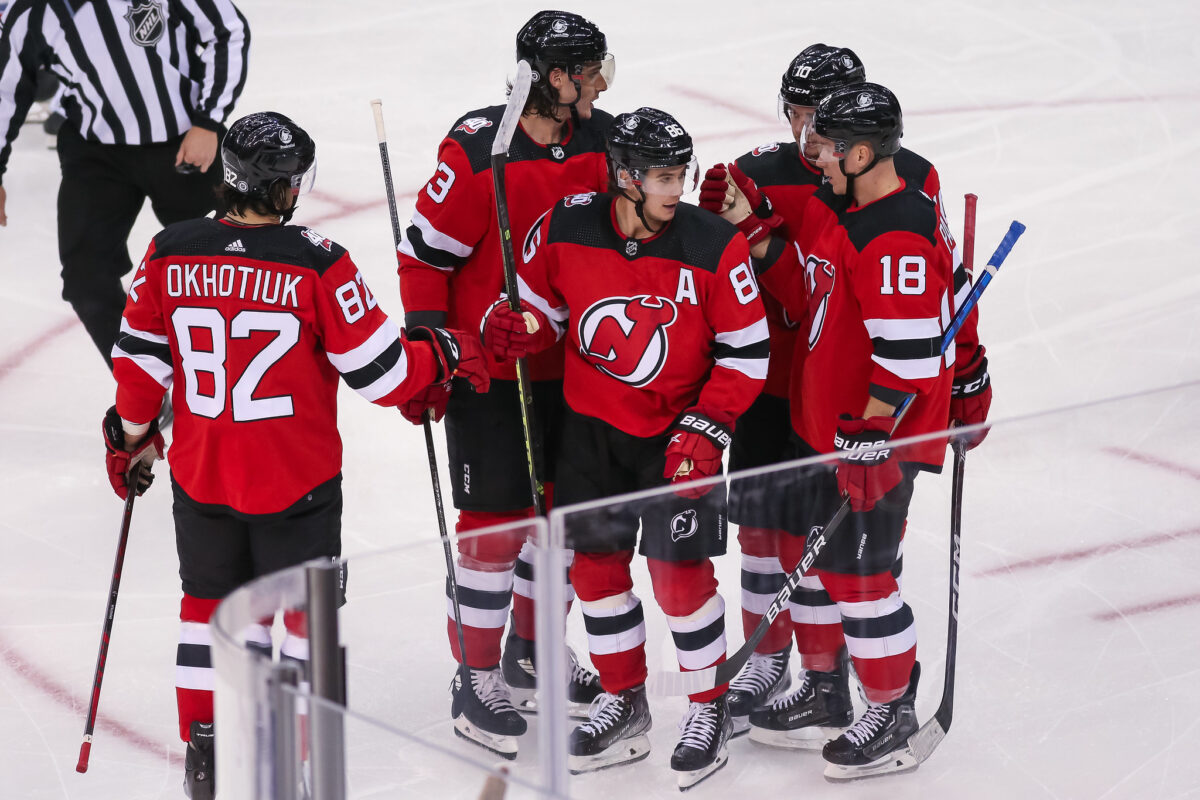 New Jersey Devils celebrate a goal