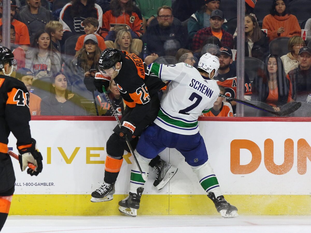 Luke Schenn Vancouver Canucks James van Riemsdyk Philadelphia Flyers