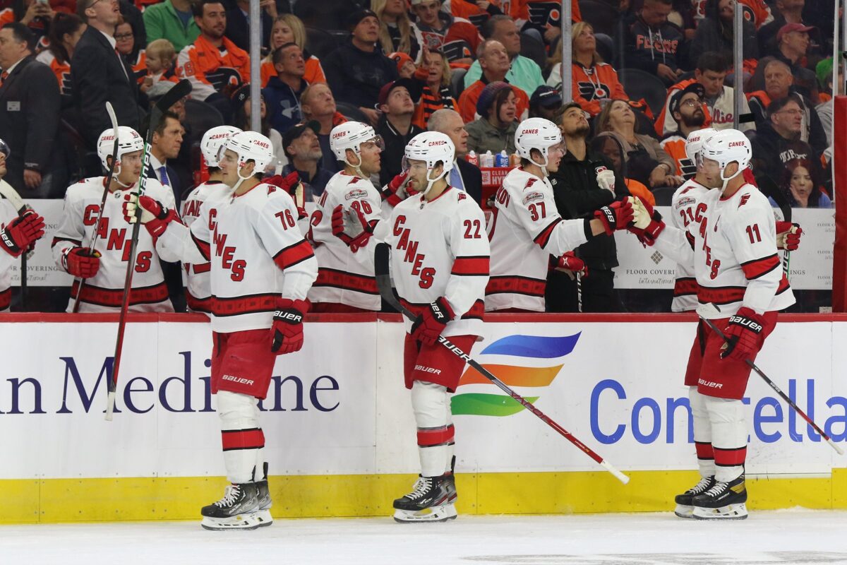 Carolina Hurricanes Bench Celebration