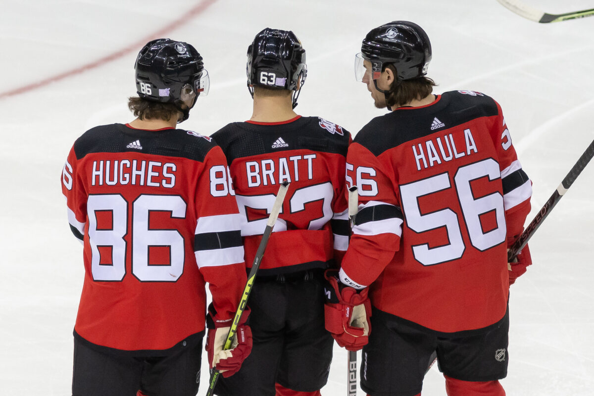 Jack Hughes Jesper Bratt Erik Haula New Jersey Devils