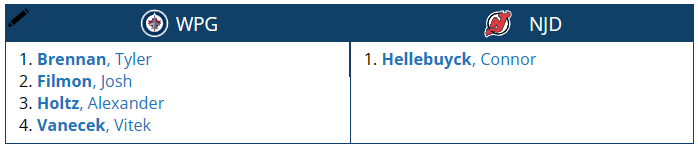 A hypothetical trade of Winnipeg's Connor Hellebuyck to New Jersey.