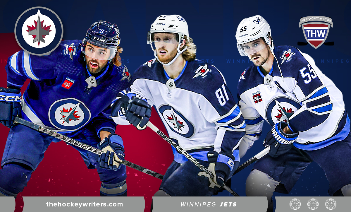 Winnipeg Jets Kyle Connor, Mark Scheifele, and Alex Iafallo