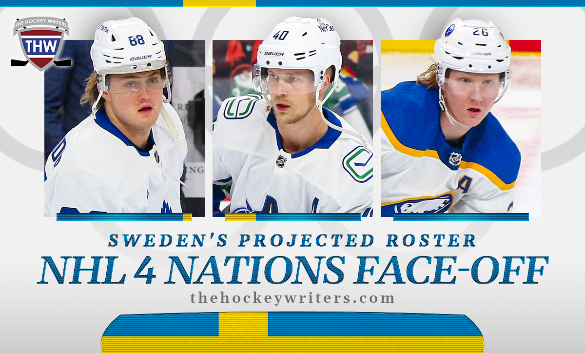 NHL 4 Nations Face-off William Nylander, Elias Pettersson, and Rasmus Dahlin Sweden Projected Roster