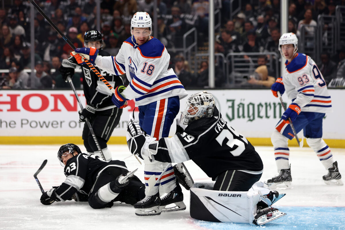 Zach Hyman Edmonton Oilers Cam Talbot Los Angeles Kings