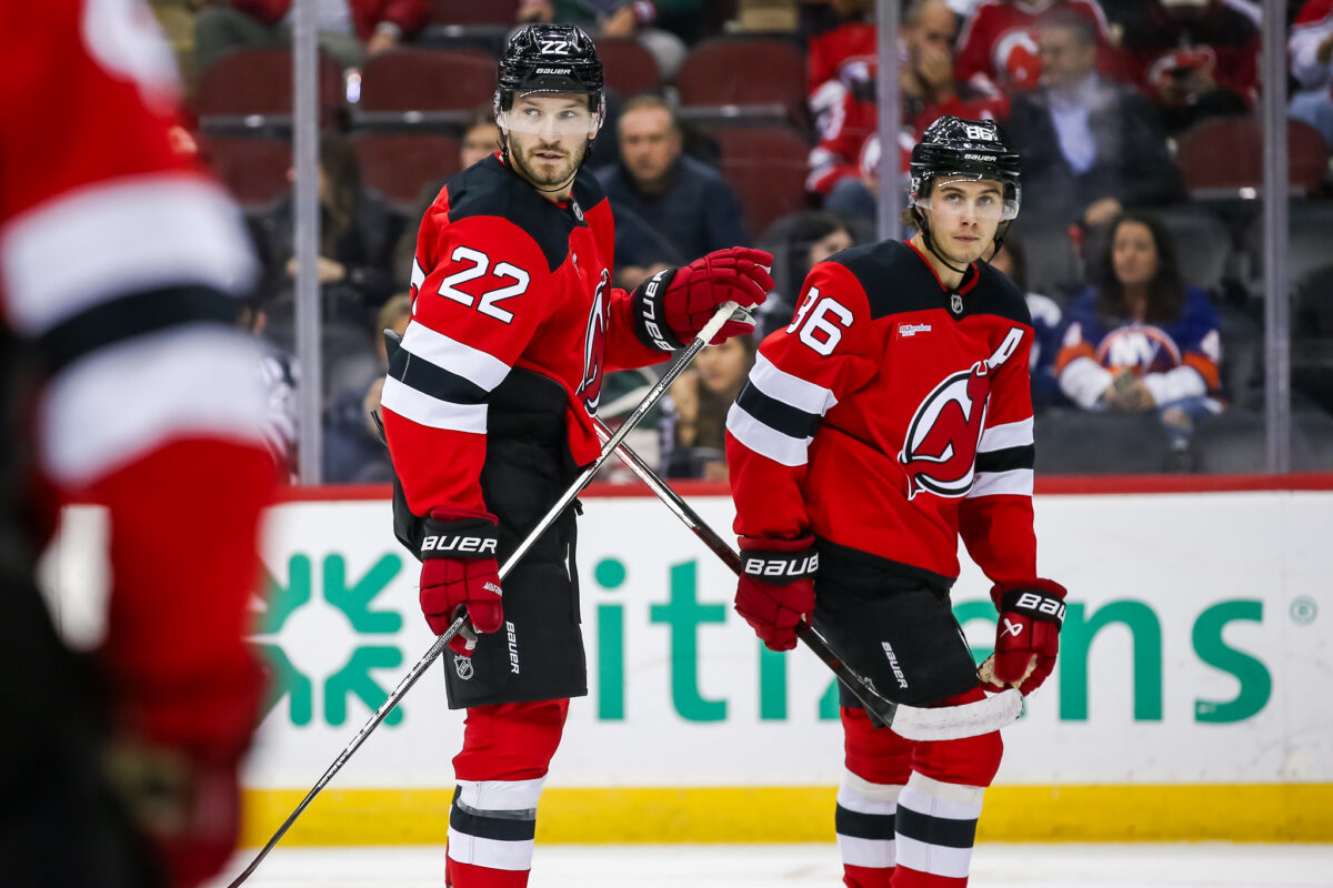 Brett Pesce Jack Hughes New Jersey Devils