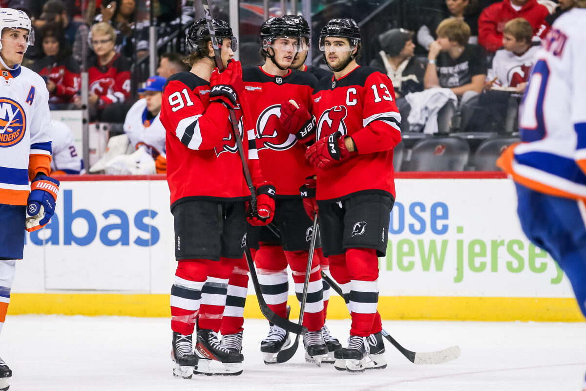 Dawson Mercer Luke Hughes Nico Hischier New Jersey Devils