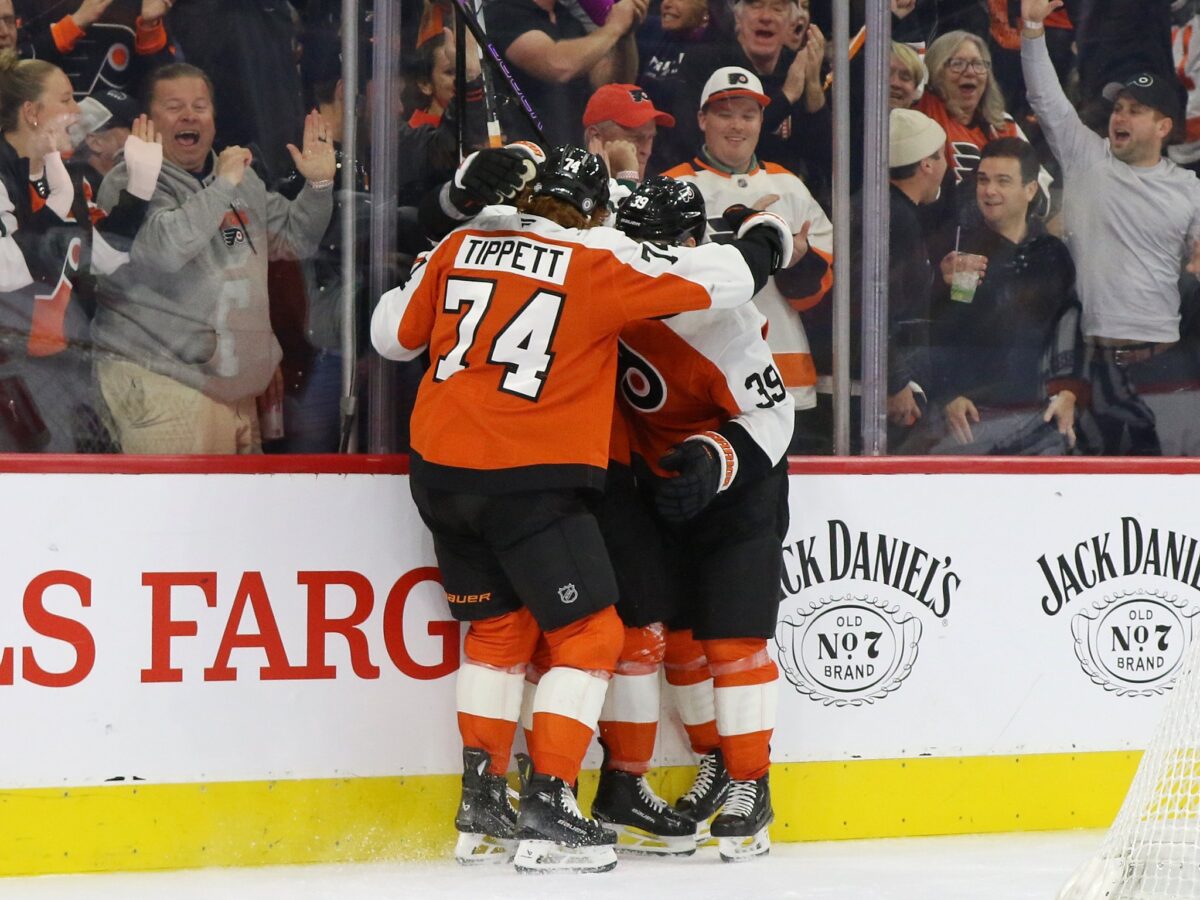 Philadelphia Flyers celebrate a goal