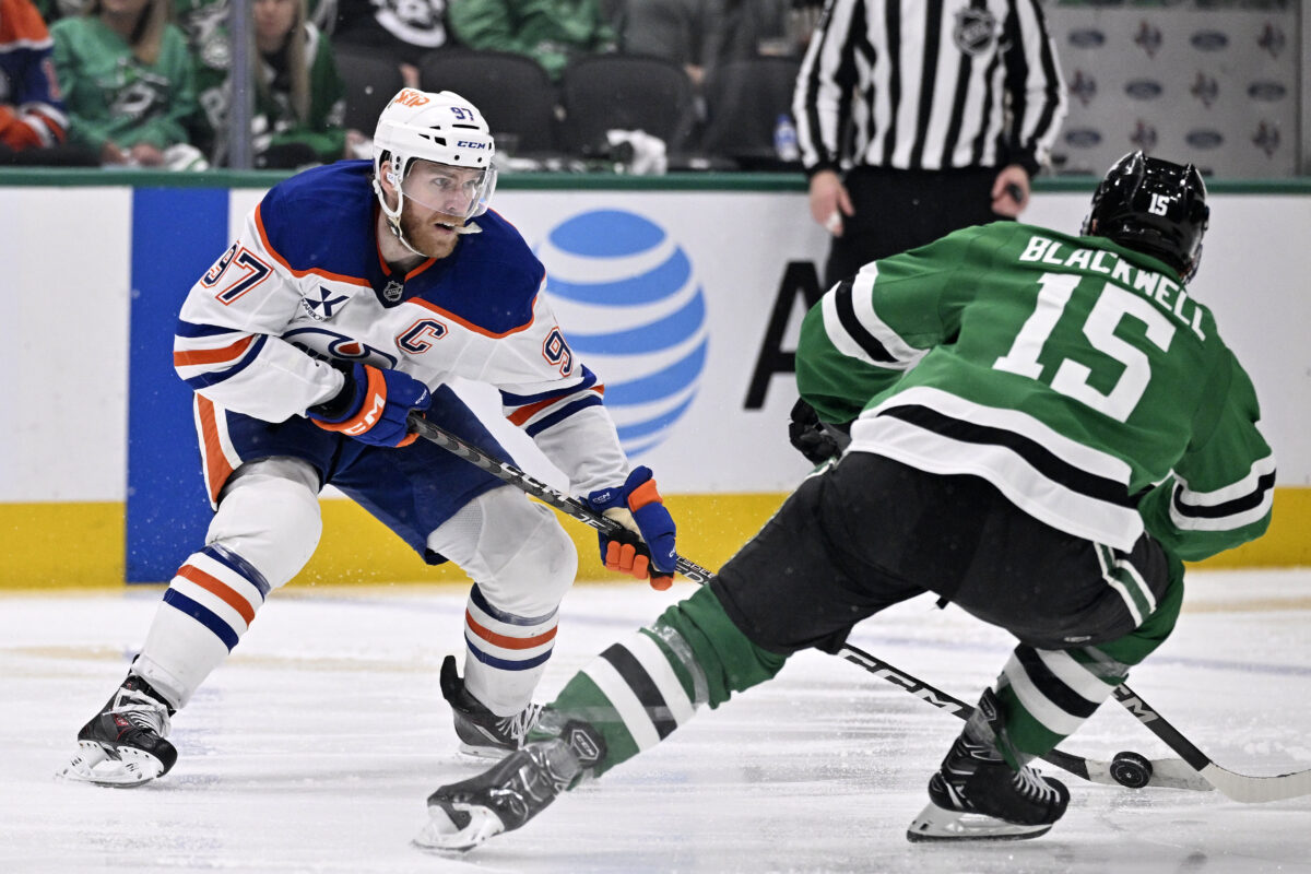 Connor McDavid Edmonton Oilers Colin Blackwell Dallas Stars