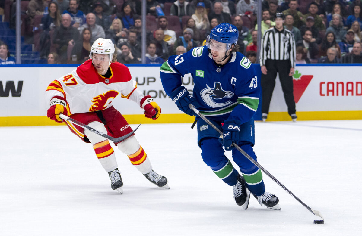 Quinn Hughes Vancouver Canucks Connor Zary Calgary Flames
