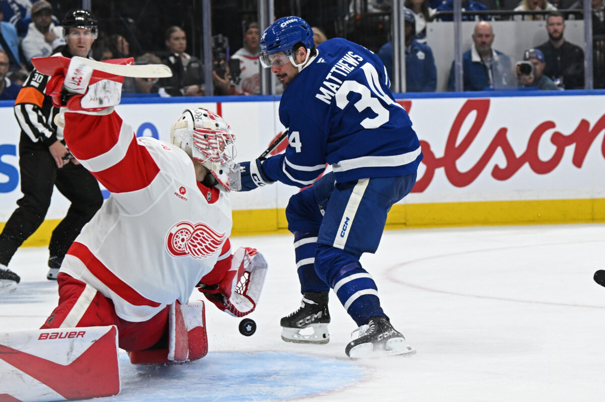 Cam Talbot Detroit Red Wings Auston Matthews Toronto Maple Leafs