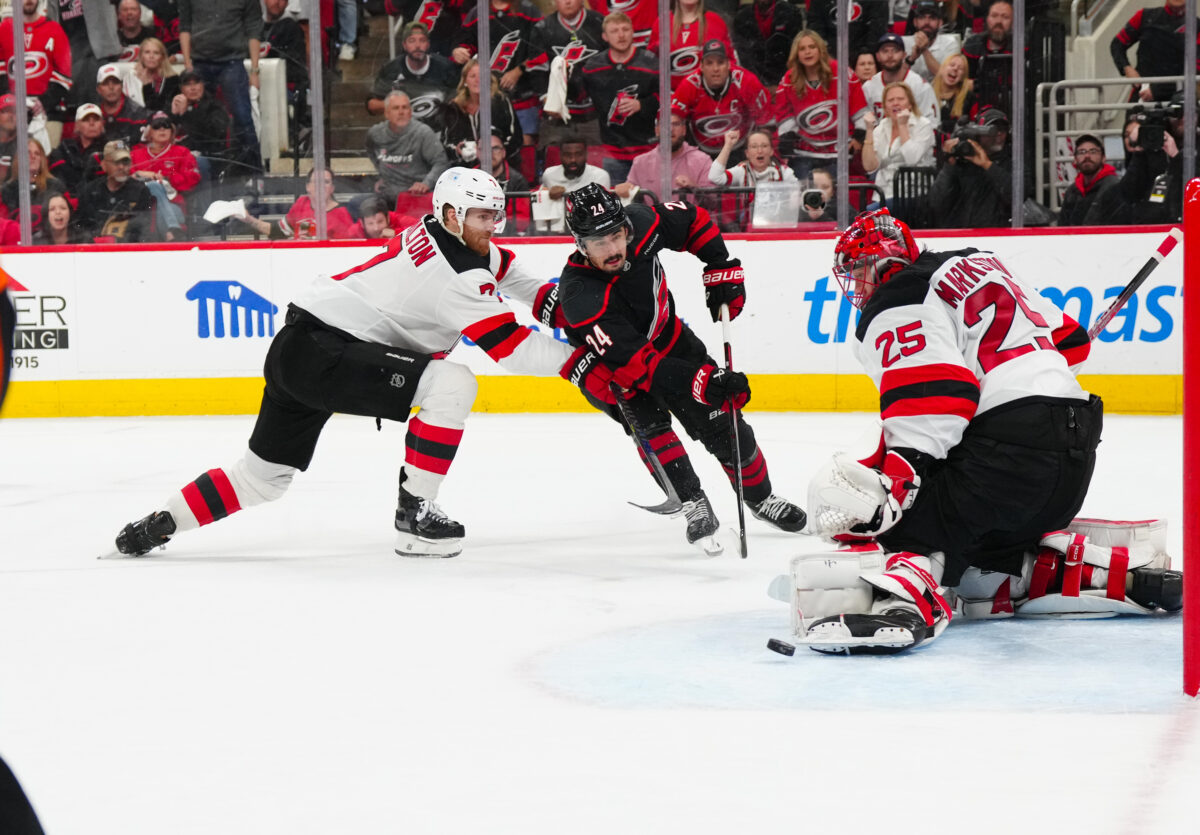Carolina Hurricanes Seth Jarvis New Jersey Devils Jacob Markstrom Dougie Hamilton