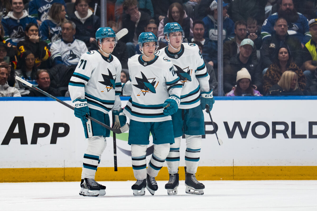 Macklin Celebrini William Eklund Igor Chernyshov San Jose Sharks